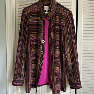 Etcetera brown tweed coat – size 10 – hits above knee – belt included ￼